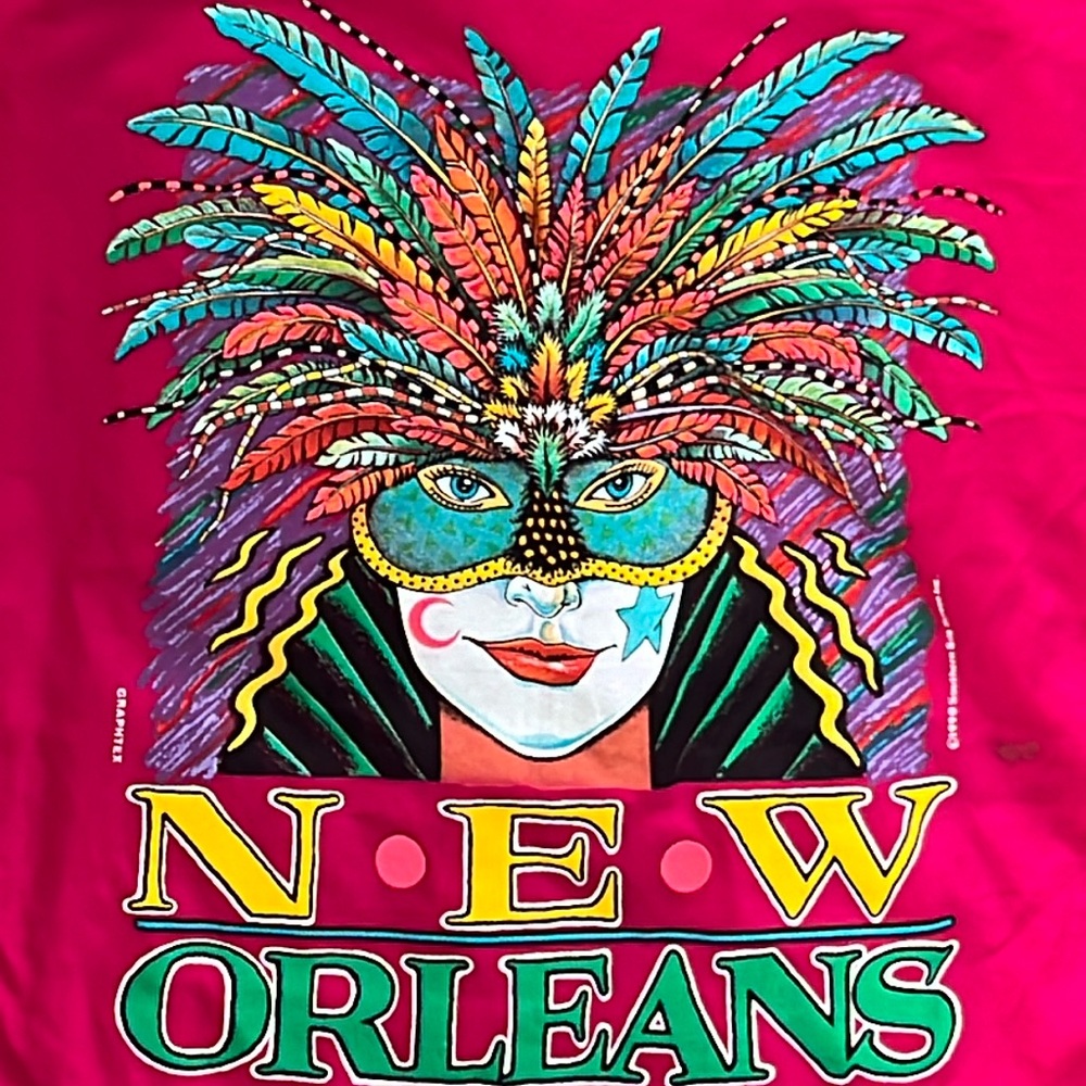 Vintage 90s New Orleans Mardi Gras T-Shirt Adult Graphic Raspberry Y2K Size XL